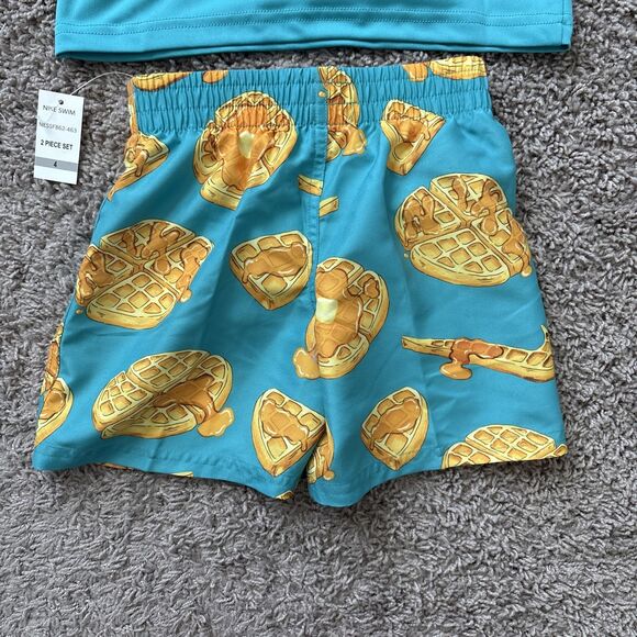 NWT Nike Boy's Hydroguard Waffle 2 Piece Swim Set Long-Sleeve Size 4 Green - Picture 6 of 7